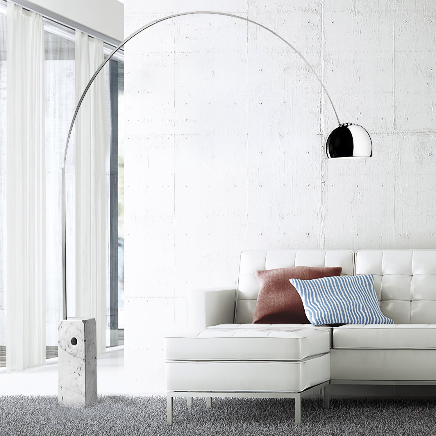 Alevra Steel Marble Floor Lamp - Letslighting