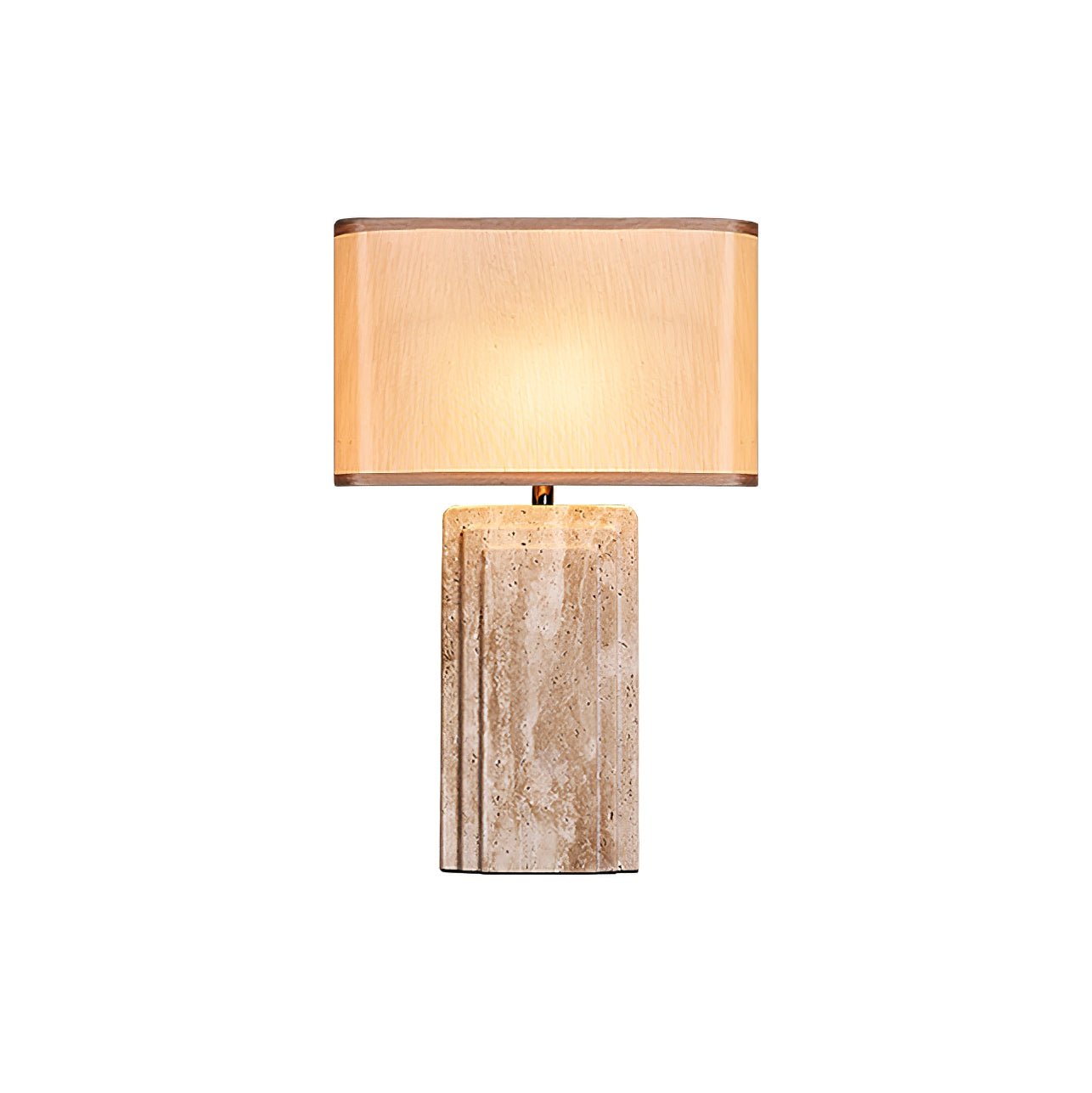 Arco Elegant Travertine & Fabric Table Lamp