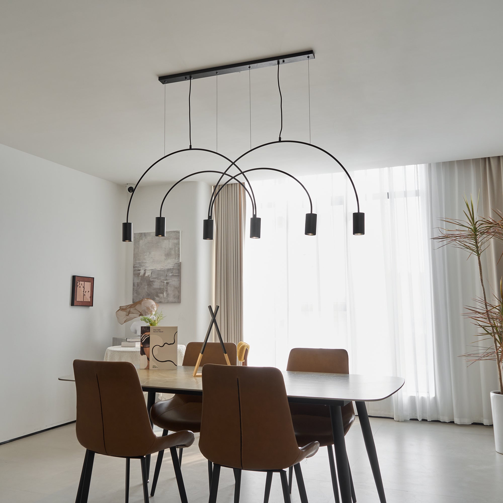 Solara Pendant Lamp Overlapping Cylinder Minimalist Dining Room - Letslighting