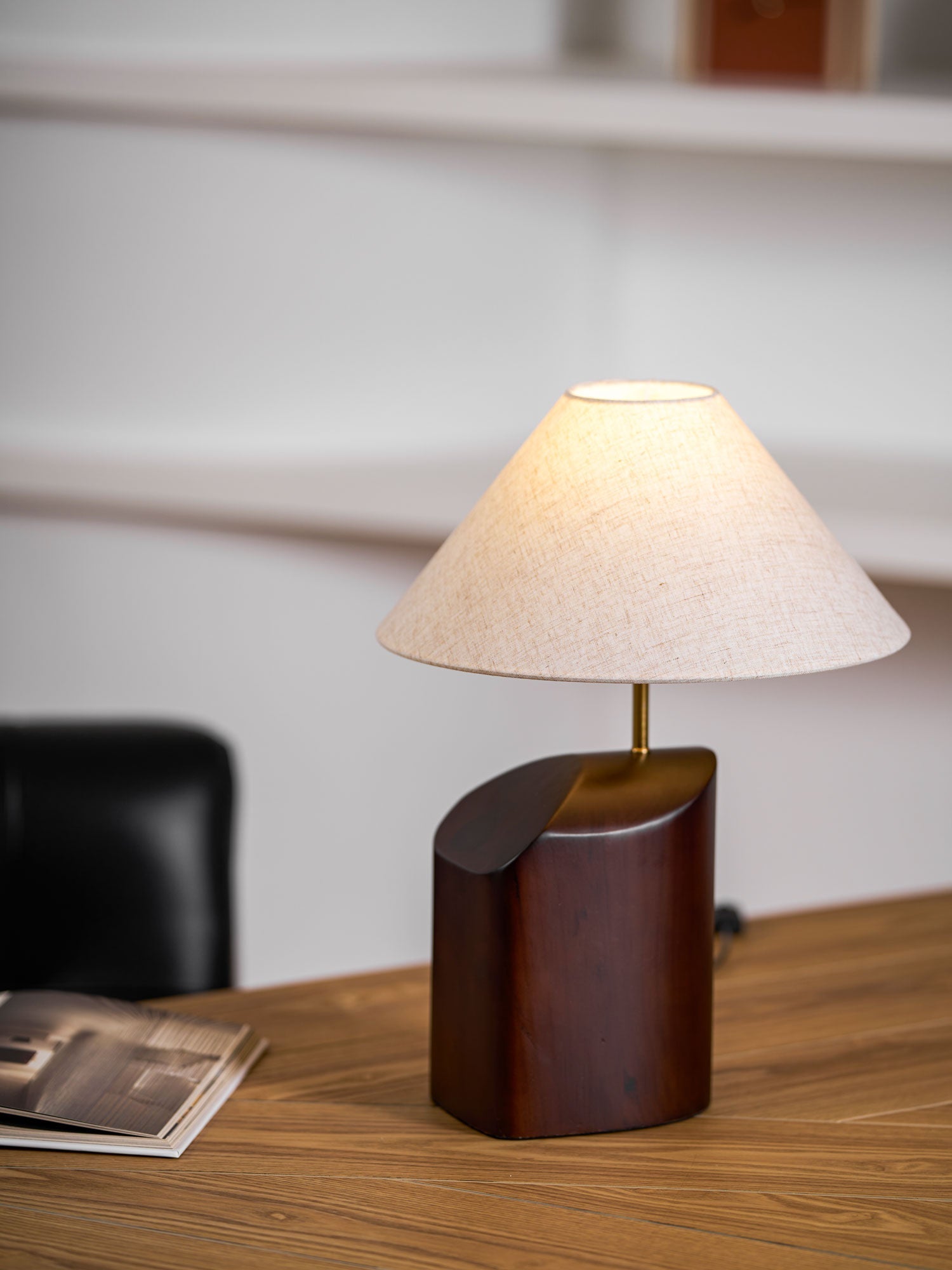 Curvan Wood Fabric Table Lamp - Letslighting