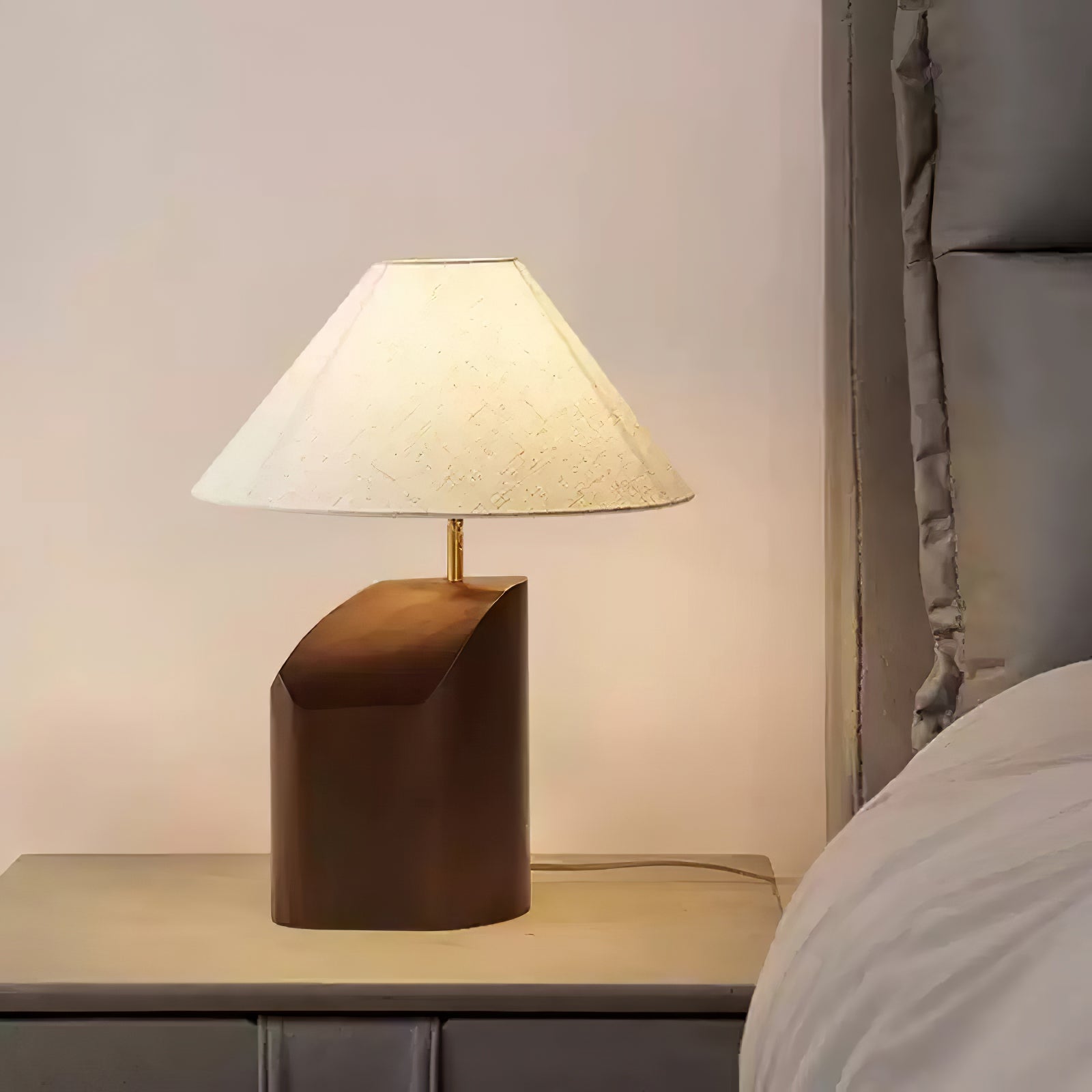 Curvan Wood Fabric Table Lamp - Letslighting