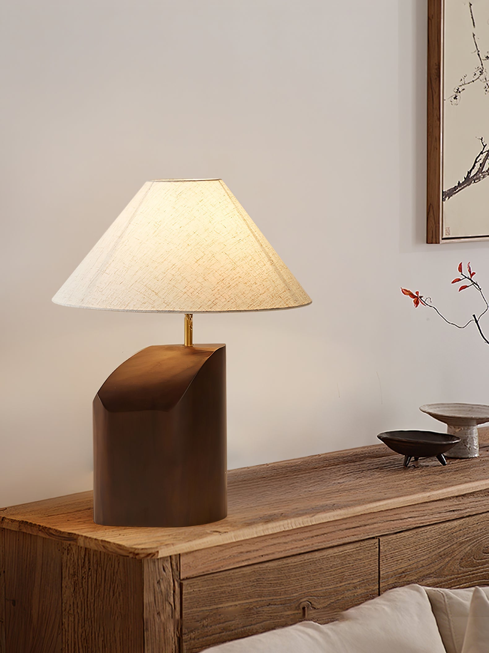 Curvan Wood Fabric Table Lamp - Letslighting