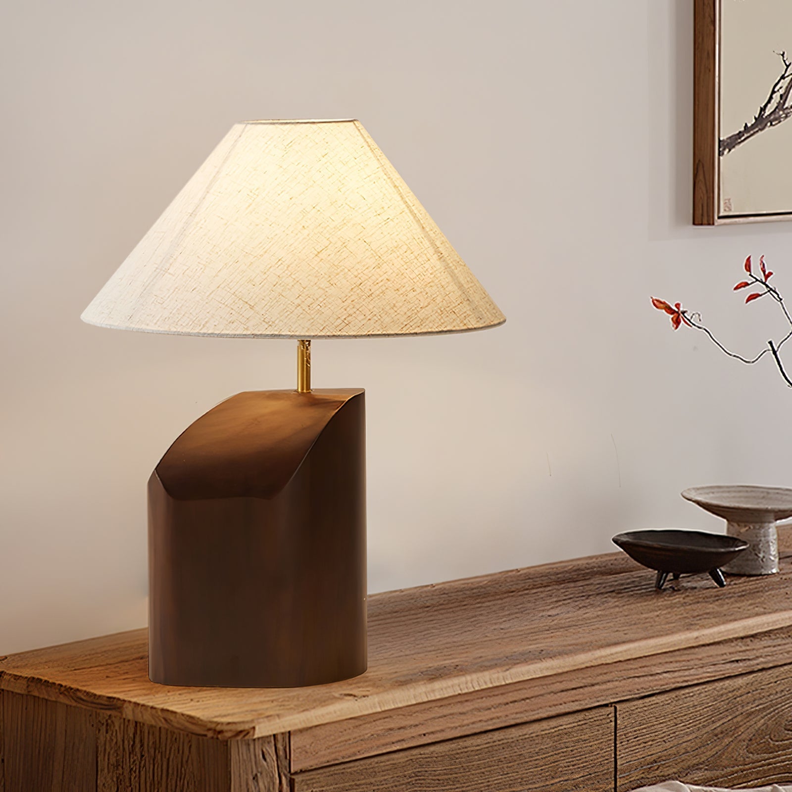 Curvan Wood Fabric Table Lamp - Letslighting