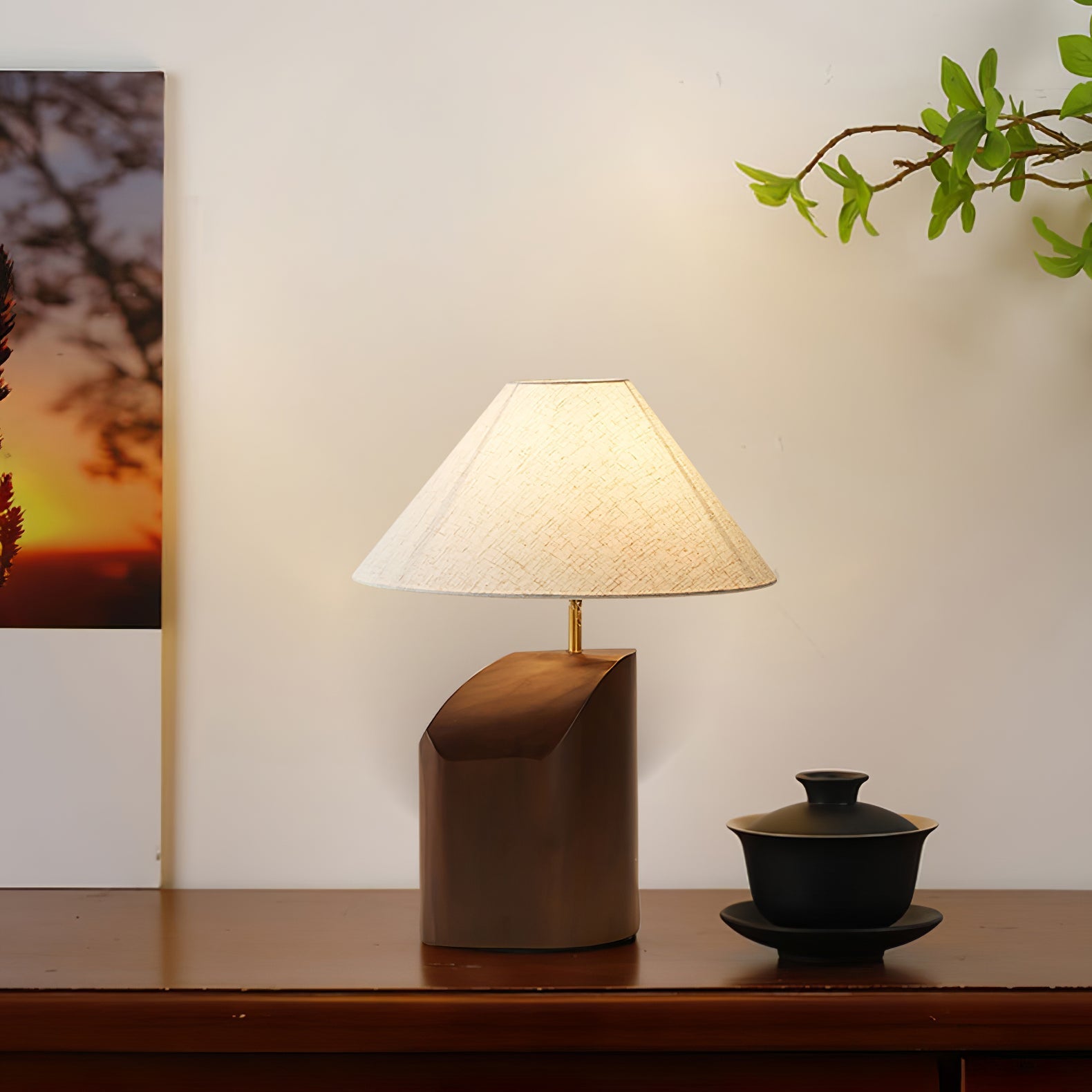 Curvan Wood Fabric Table Lamp - Letslighting