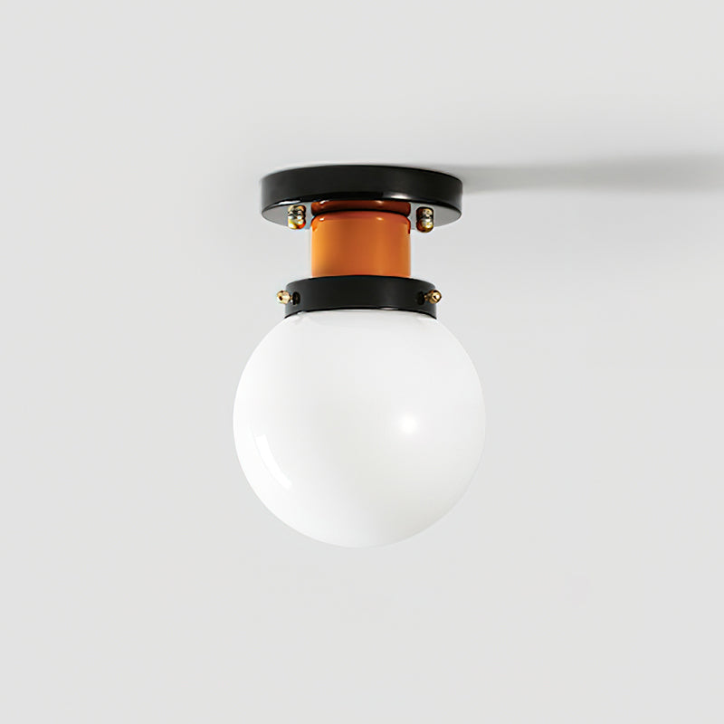 Aria Ceiling Light Spherical Glass Orange Black - Letslighting