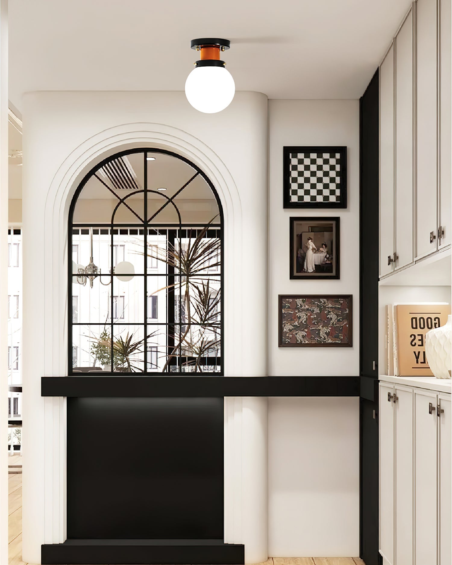 Aria Ceiling Lamp Globe Glass Orange - Letslighting