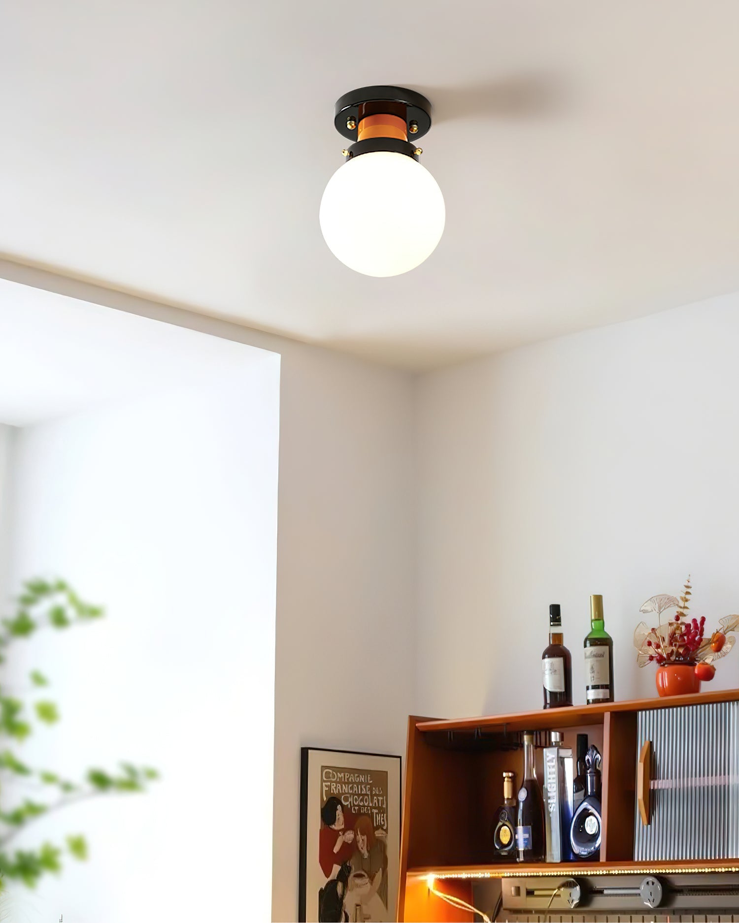 Aria Ceiling Lamp Globe Glass Orange - Letslighting