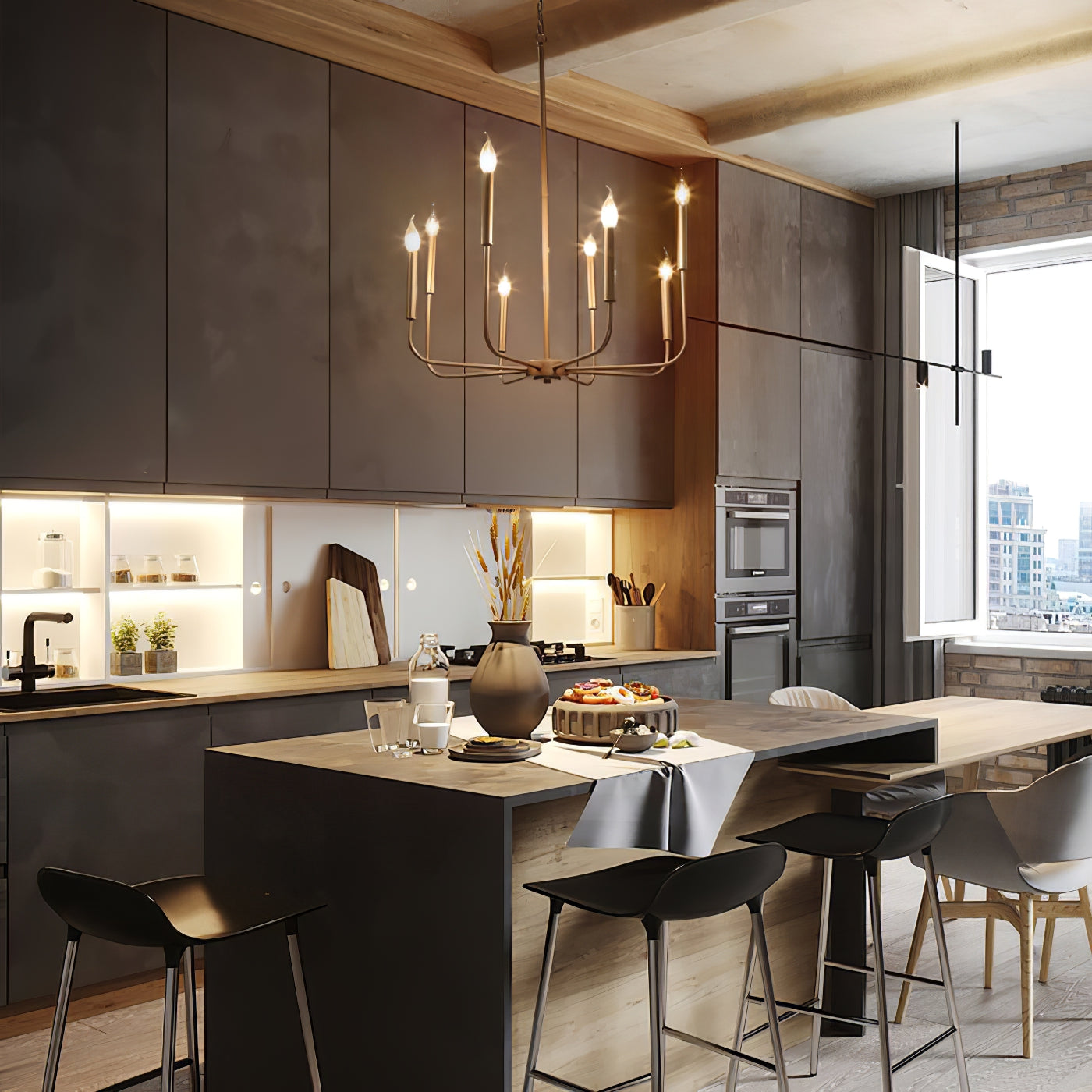 Ulfuvys Modern Candle Industrial Chandelier - Letslighting