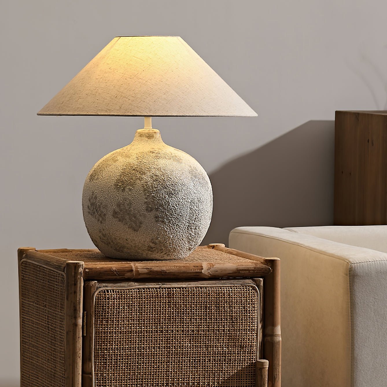 Riona Natural Fabric Ceramics Table Lamp - Letslighting
