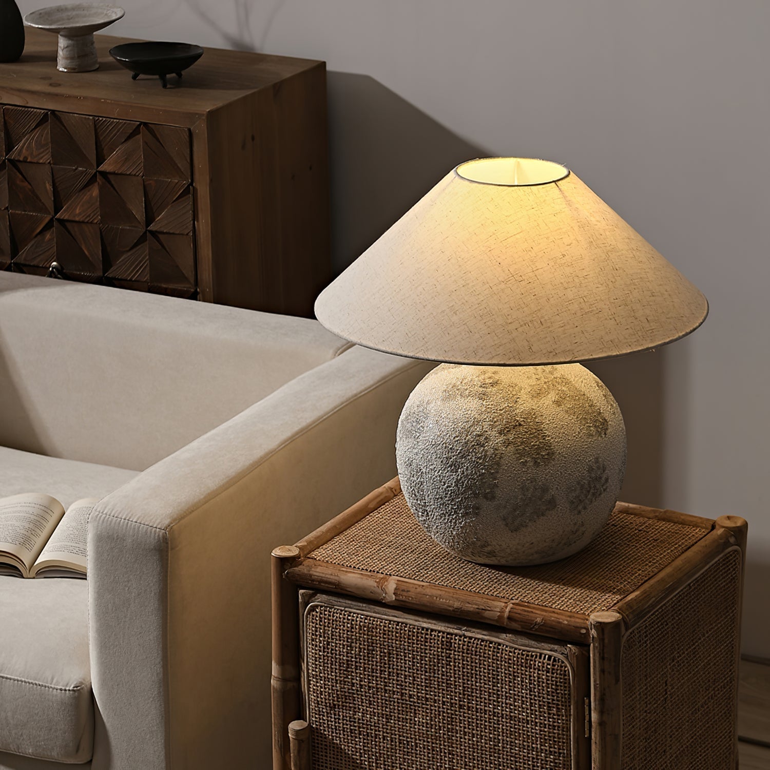 Riona Natural Fabric Ceramics Table Lamp - Letslighting