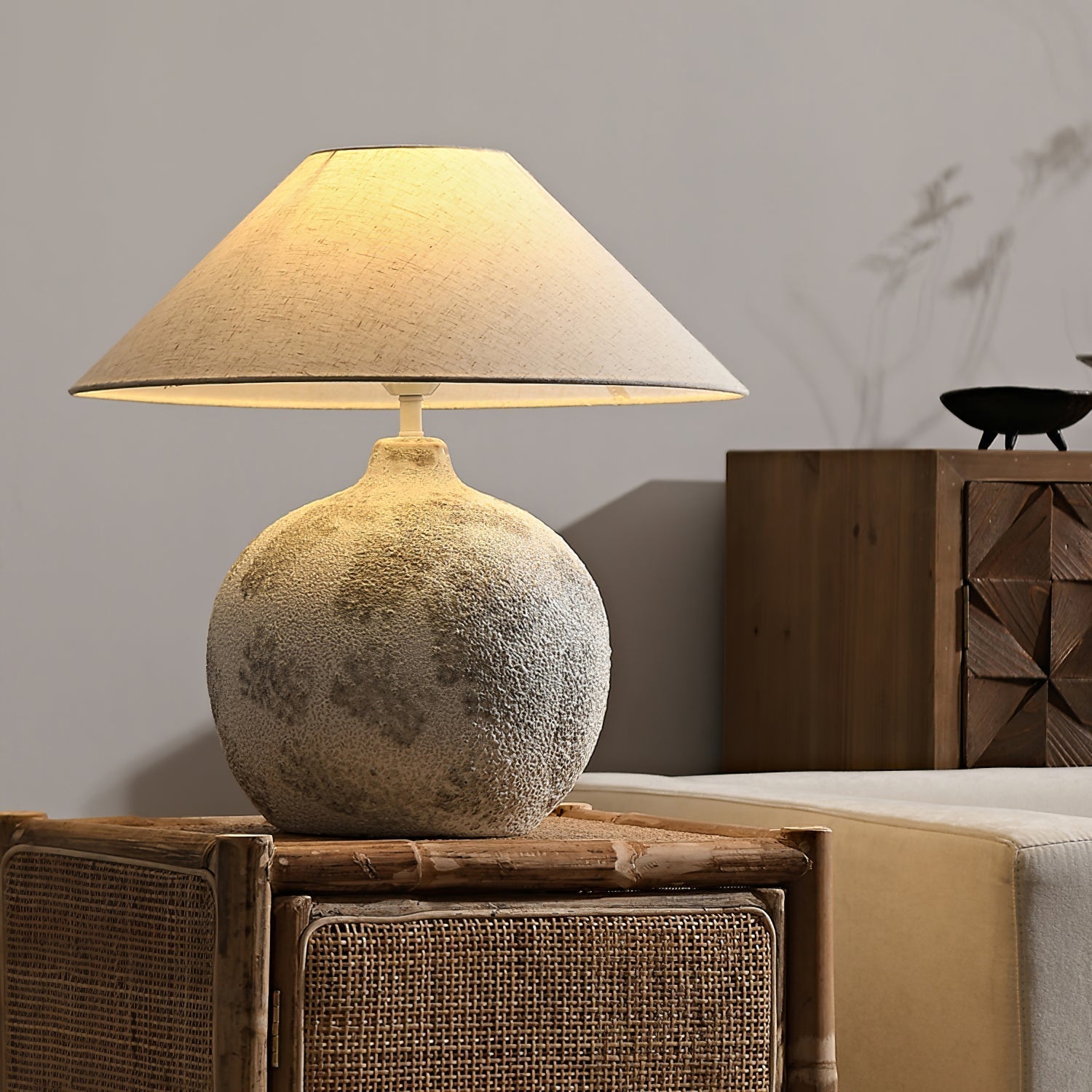 Riona Natural Fabric Ceramics Table Lamp - Letslighting