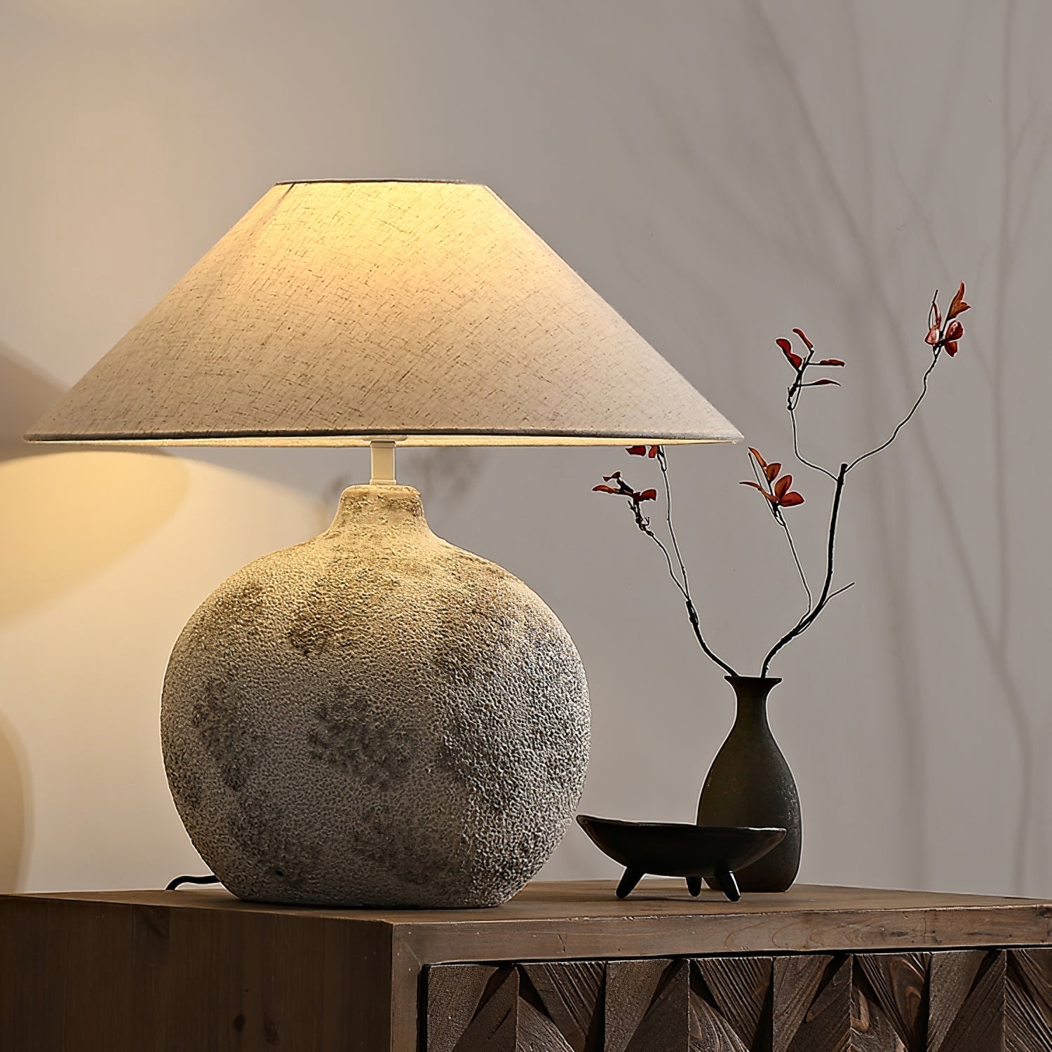 Riona Natural Fabric Ceramics Table Lamp - Letslighting