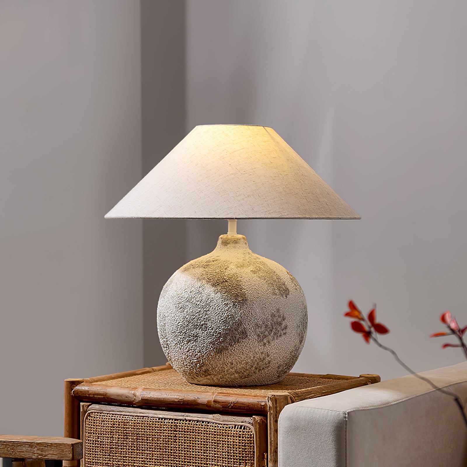 Riona Natural Fabric Ceramics Table Lamp - Letslighting