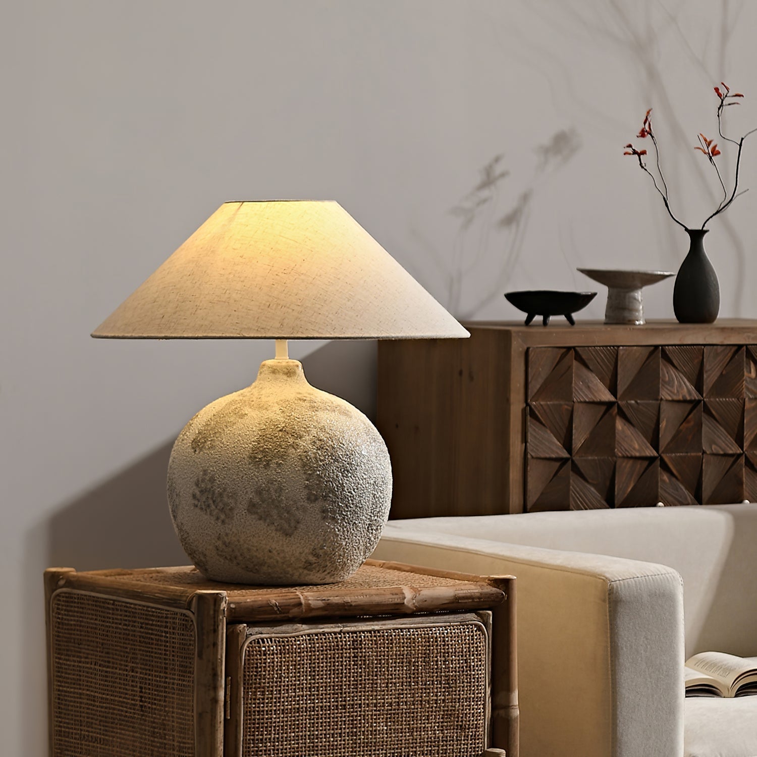 Riona Natural Fabric Ceramics Table Lamp - Letslighting