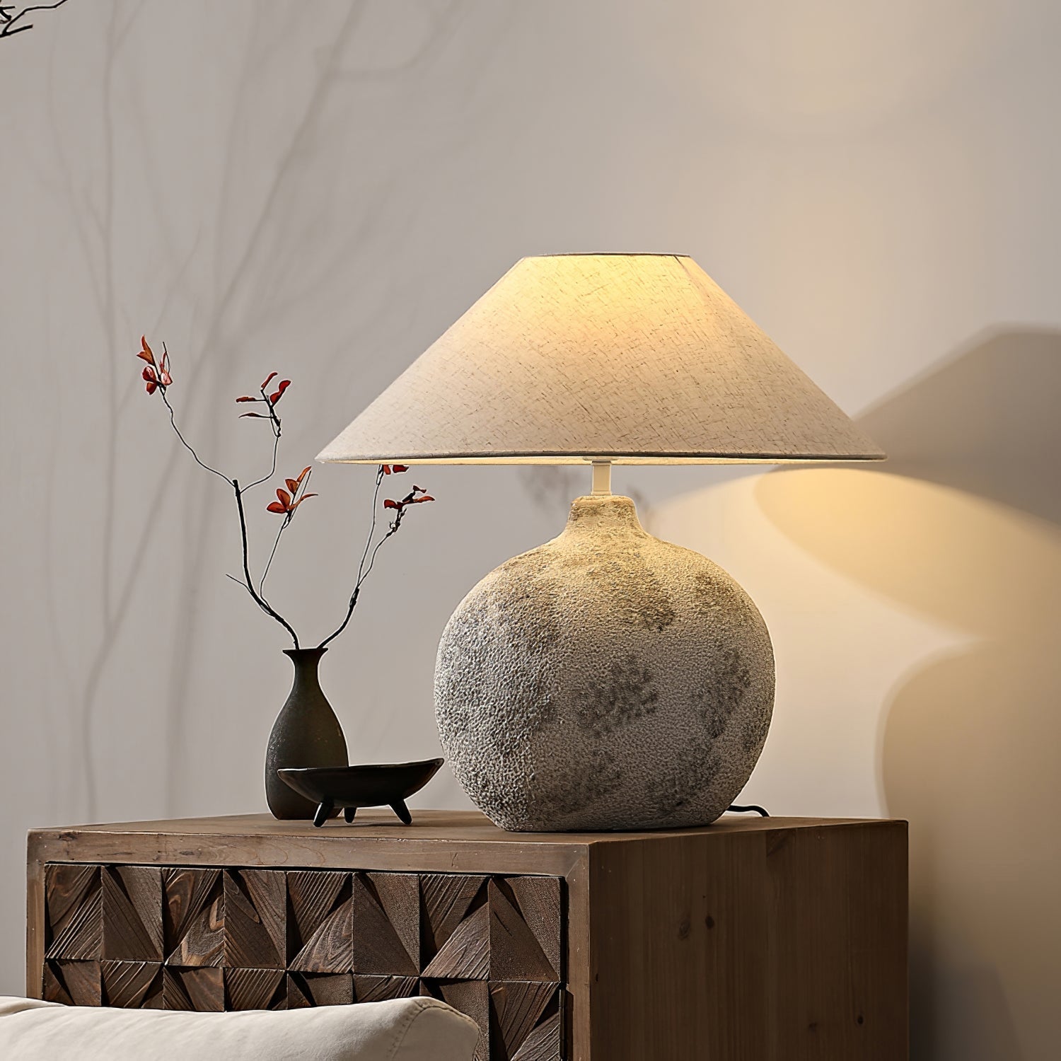 Riona Natural Fabric Ceramics Table Lamp - Letslighting