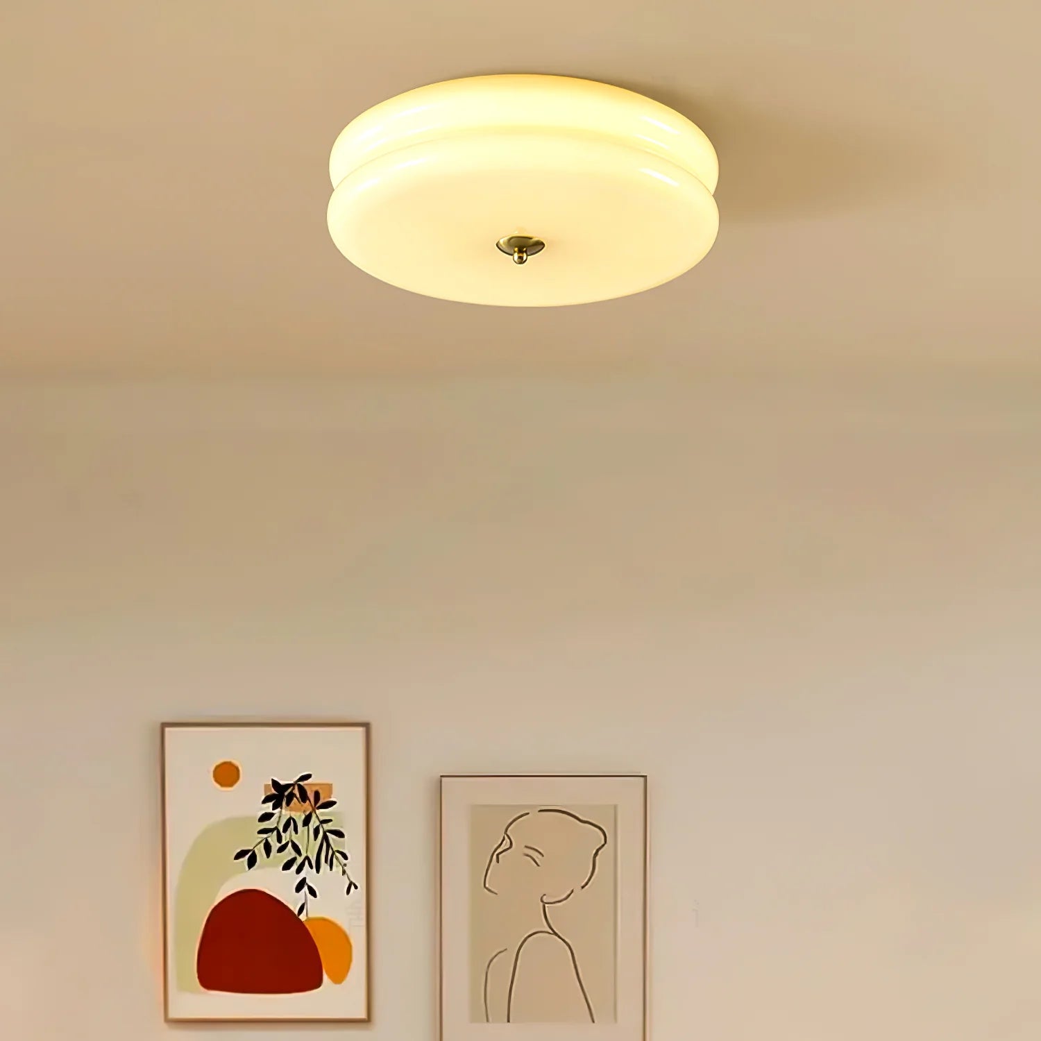 ValentinaVintage Round Flush Mount Ceiling Light Two Layer