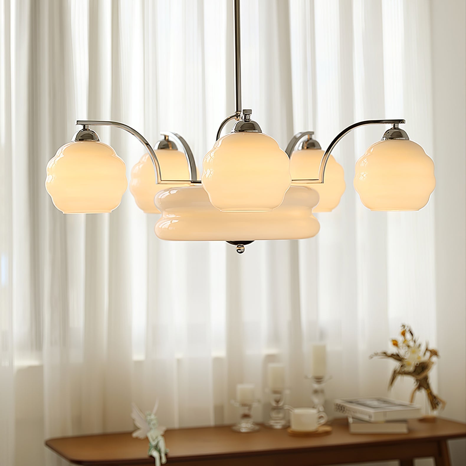 Lustra Chandelier Art Deco Vintage Gold Glass Shades - Letslighting