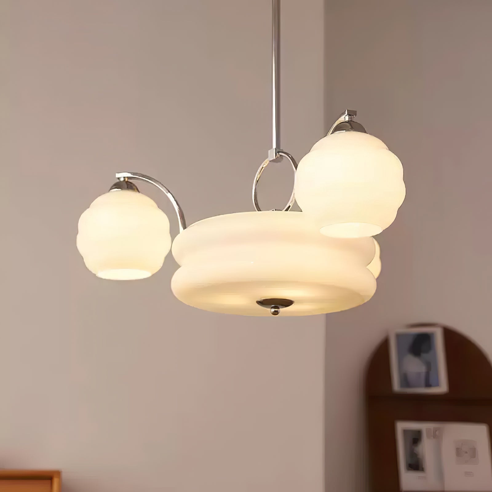 Lustra Chandelier Art Deco Vintage Gold Glass Shades - Letslighting