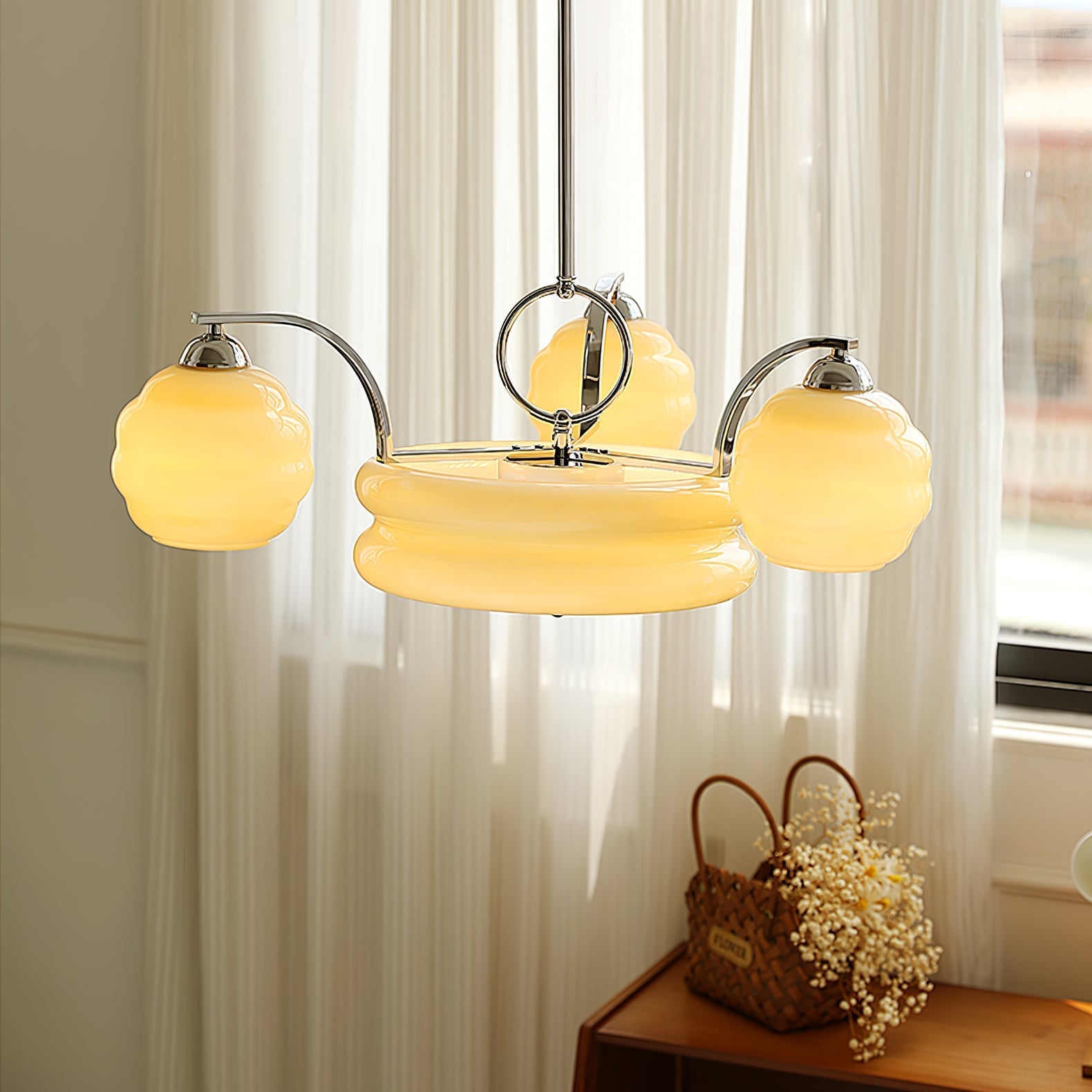 Lustra Chandelier Art Deco Vintage Gold Glass Shades - Letslighting
