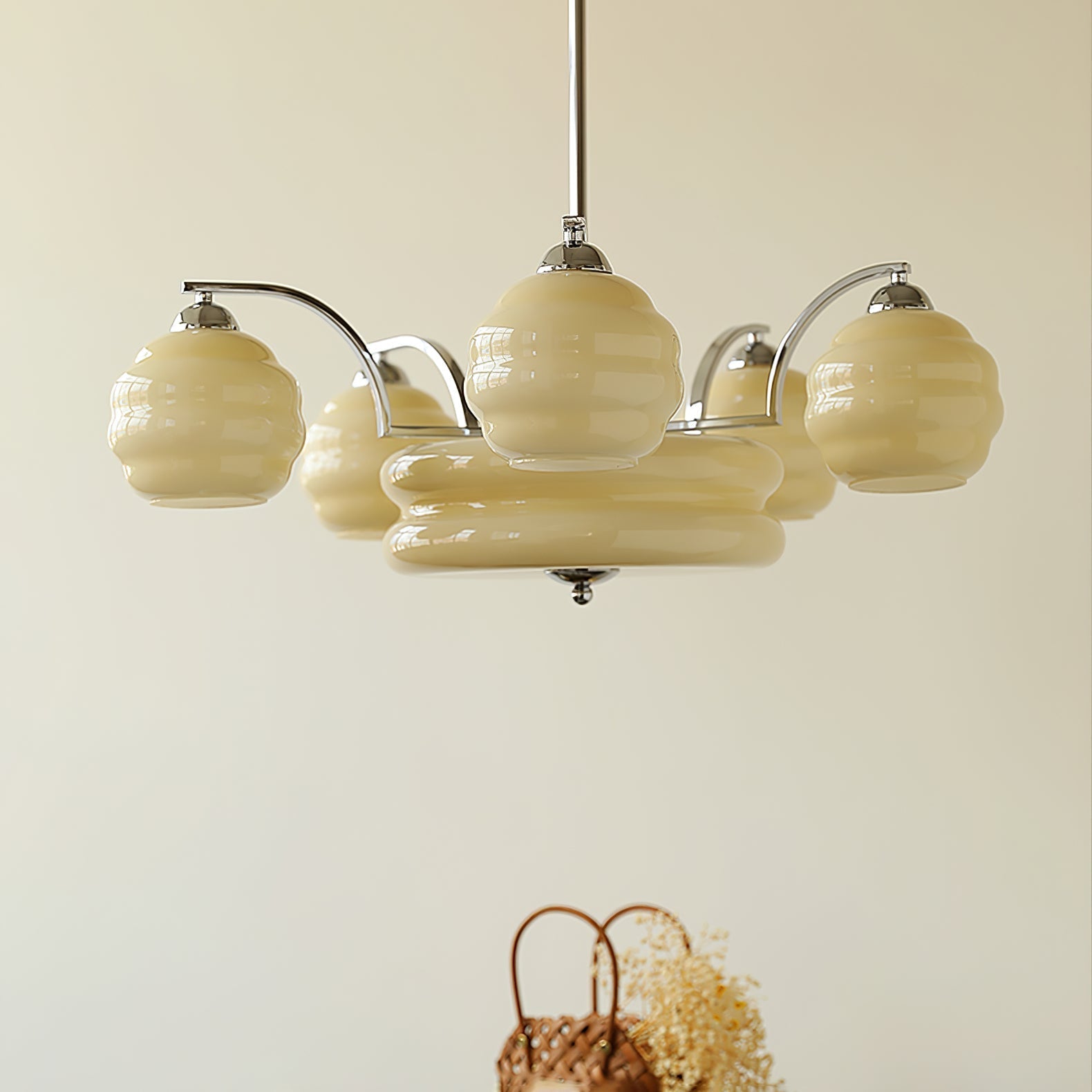 Lustra Chandelier Art Deco Vintage Gold Glass Shades - Letslighting
