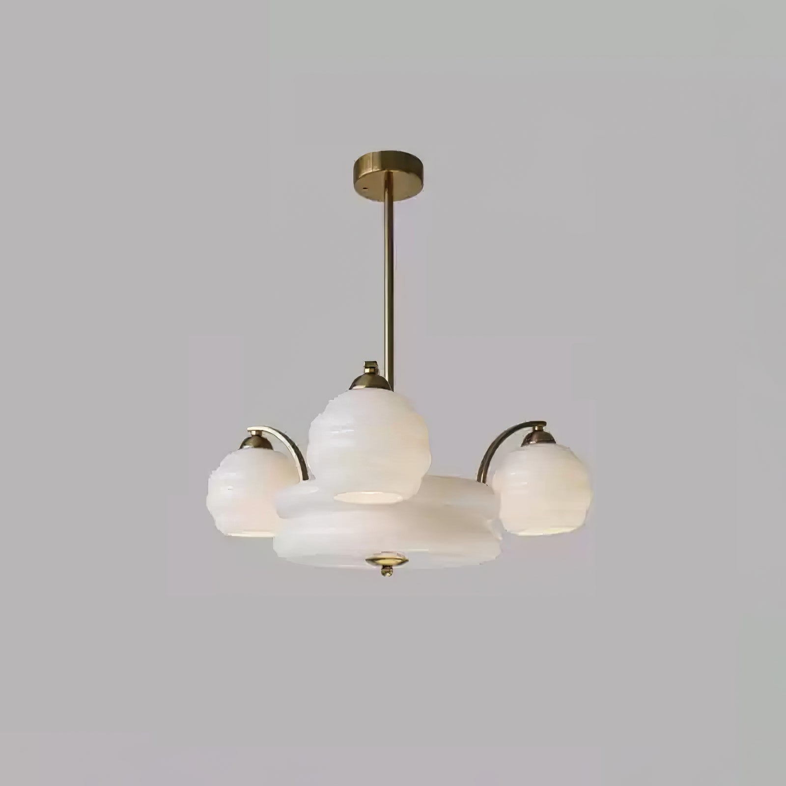 Lustra Chandelier Art Deco Vintage Gold Glass Shades - Letslighting