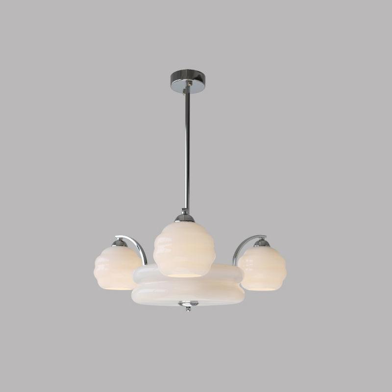 Lustra Chandelier Art Deco Vintage Gold Glass Shades - Letslighting