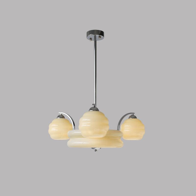 Lustra Chandelier Art Deco Vintage Gold Glass Shades - Letslighting