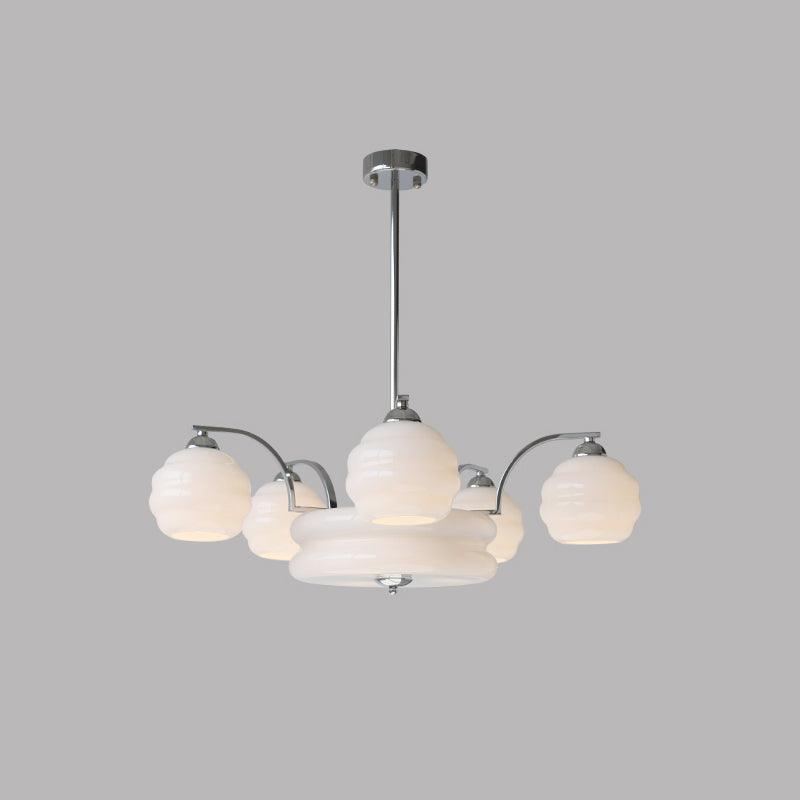 Lustra Chandelier Art Deco Vintage Gold Glass Shades - Letslighting