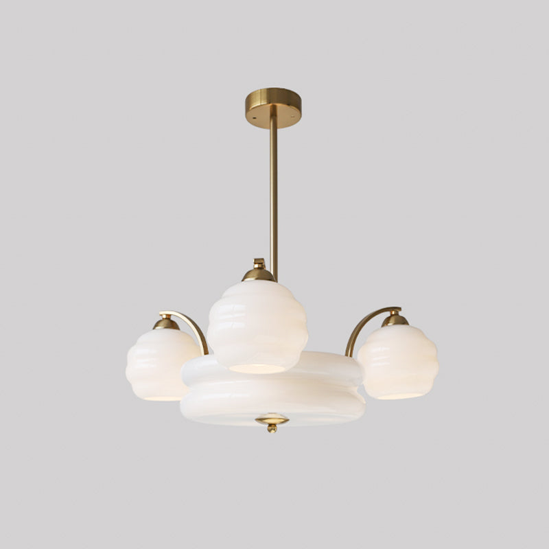 Lustra Chandelier Art Deco Vintage Gold Glass Shades - Letslighting