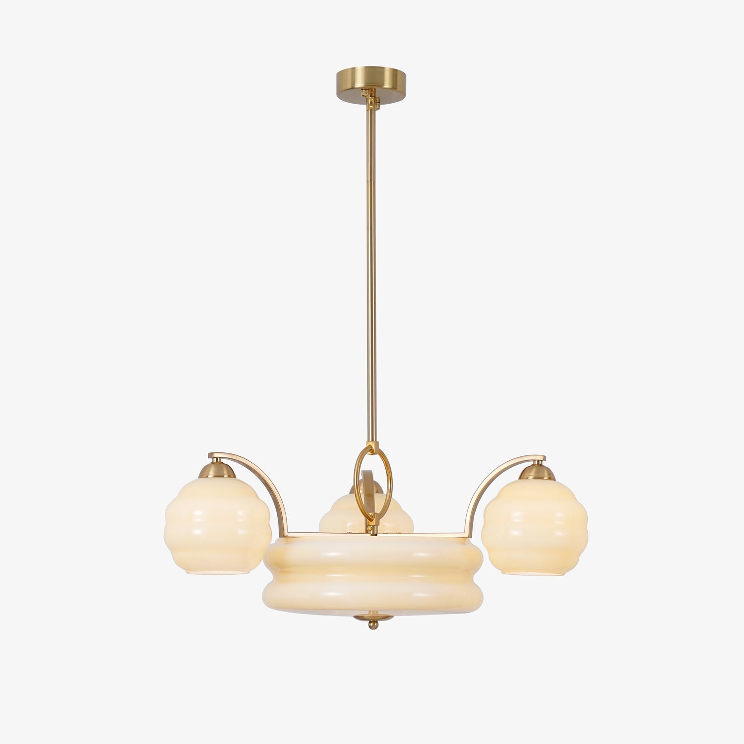 Lustra Chandelier Art Deco Vintage Gold Glass Shades - Letslighting