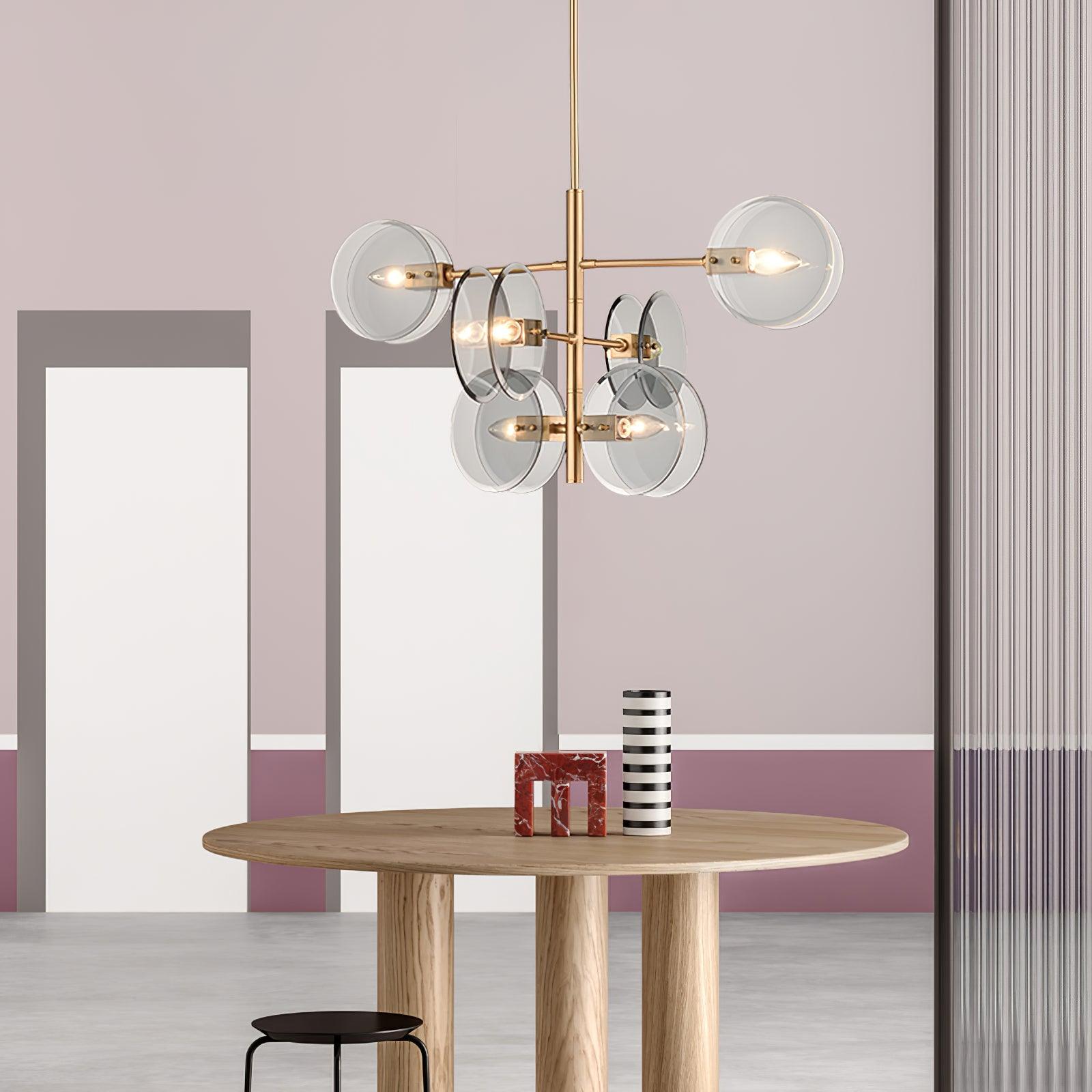 Aurora Chandelier Smoke Glass Round Layered - Letslighting