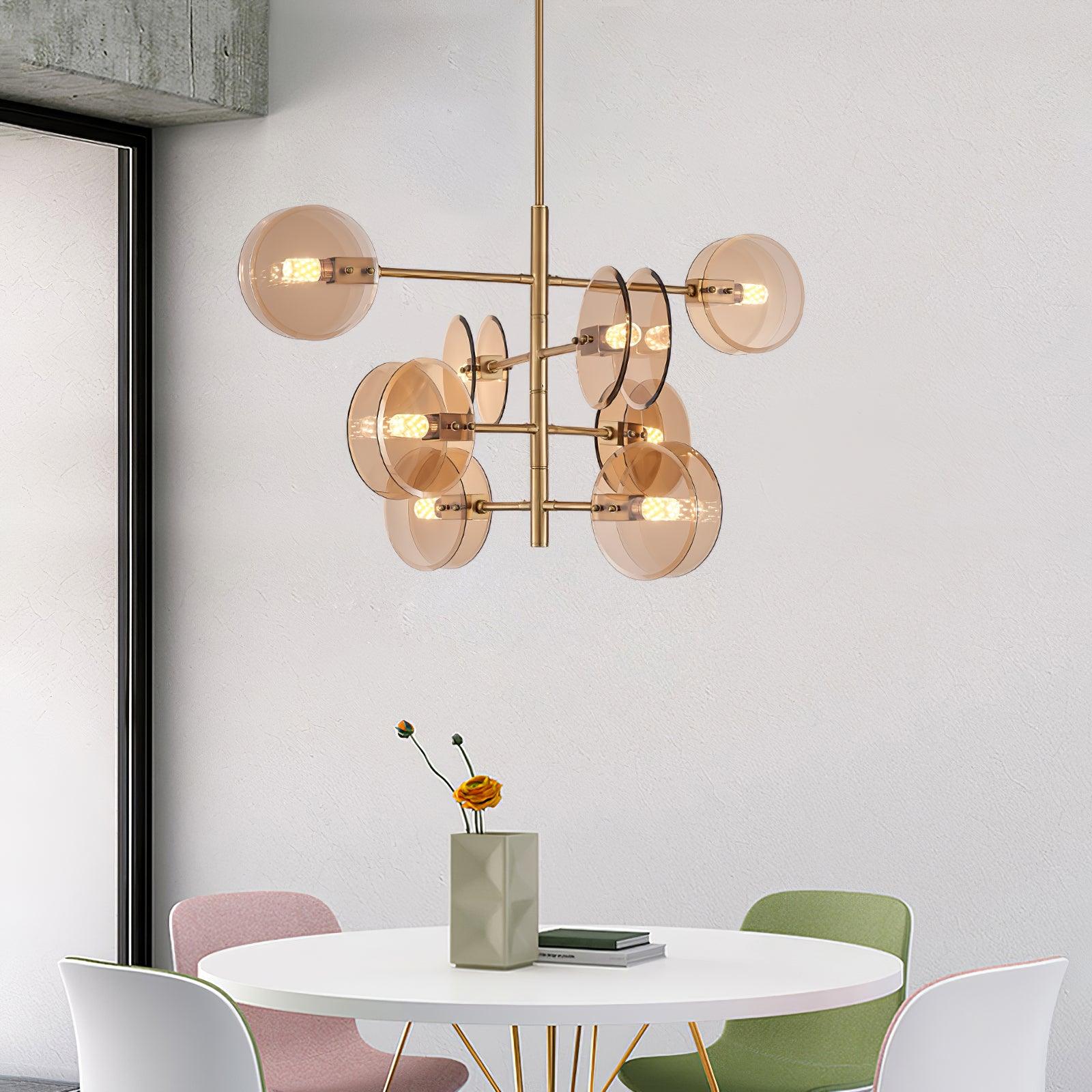 Aurora Chandelier Smoke Glass Round Layered - Letslighting