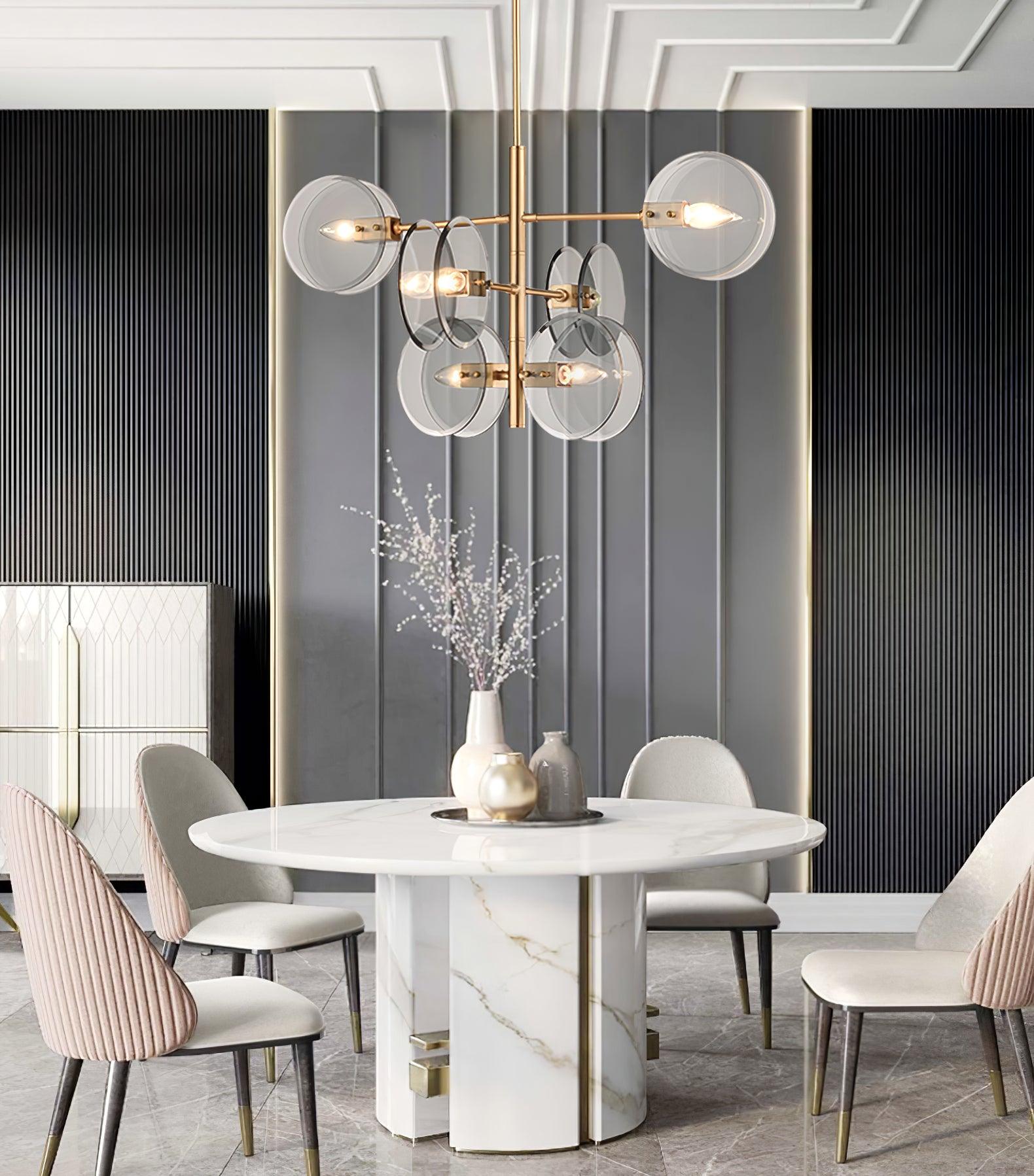 Aurora Chandelier Smoke Glass Round Layered - Letslighting