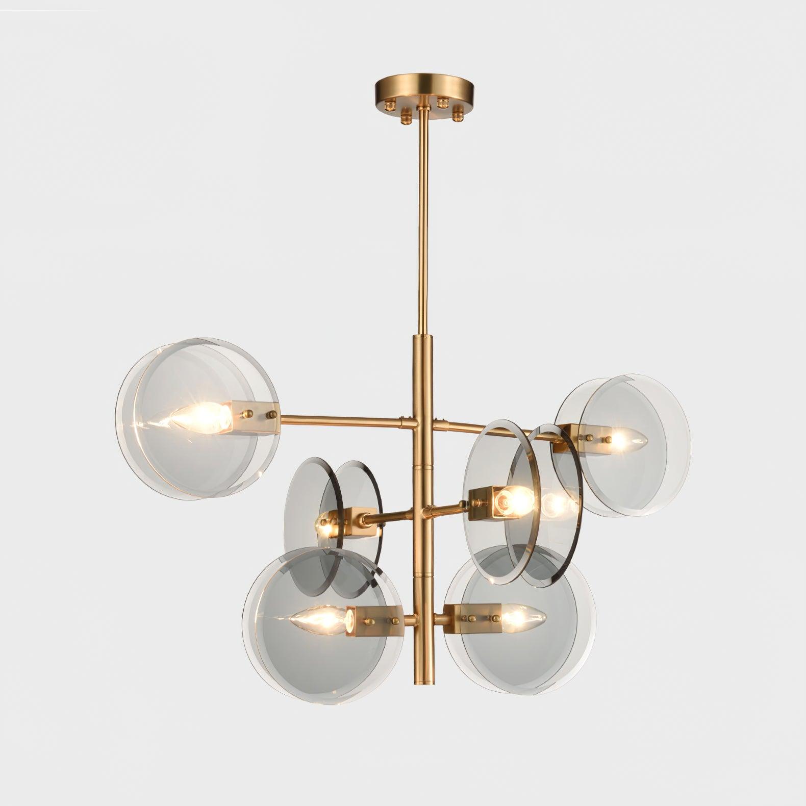 Aurora Chandelier Smoke Glass Round Layered - Letslighting