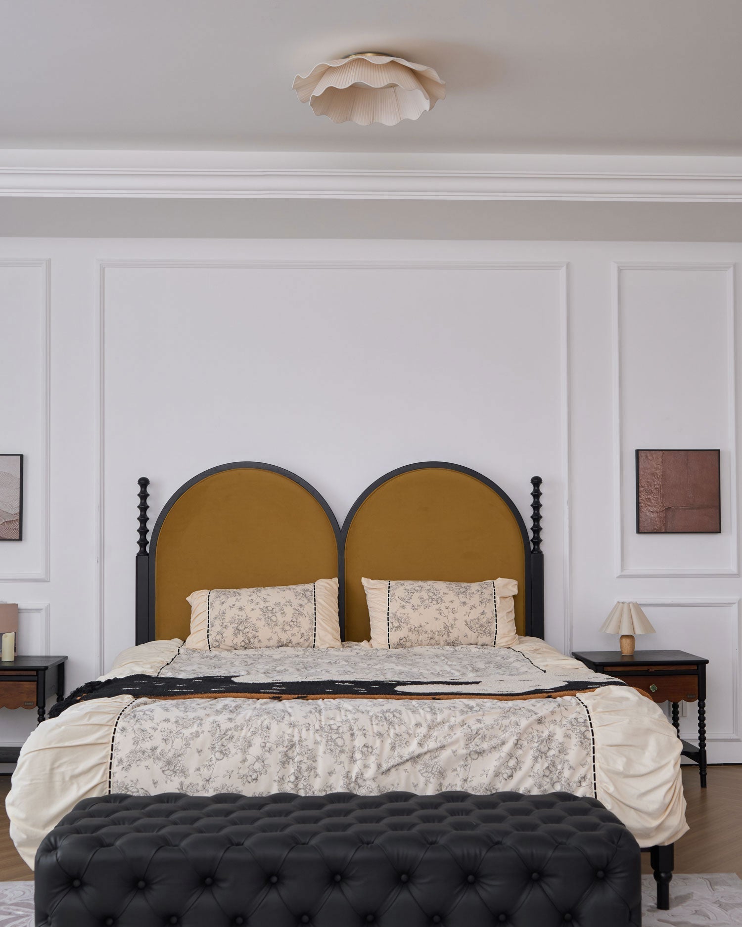 Mylirira Premium Elegance Wave Brass Fabric Ceiling Lamp - Letslighting