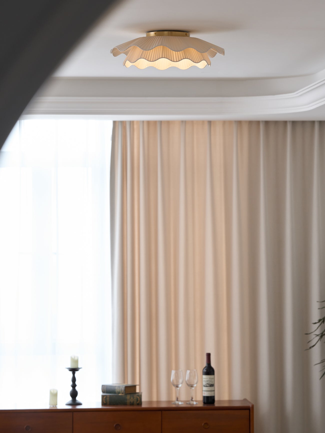 Mylirira Premium Elegance Wave Brass Fabric Ceiling Lamp - Letslighting