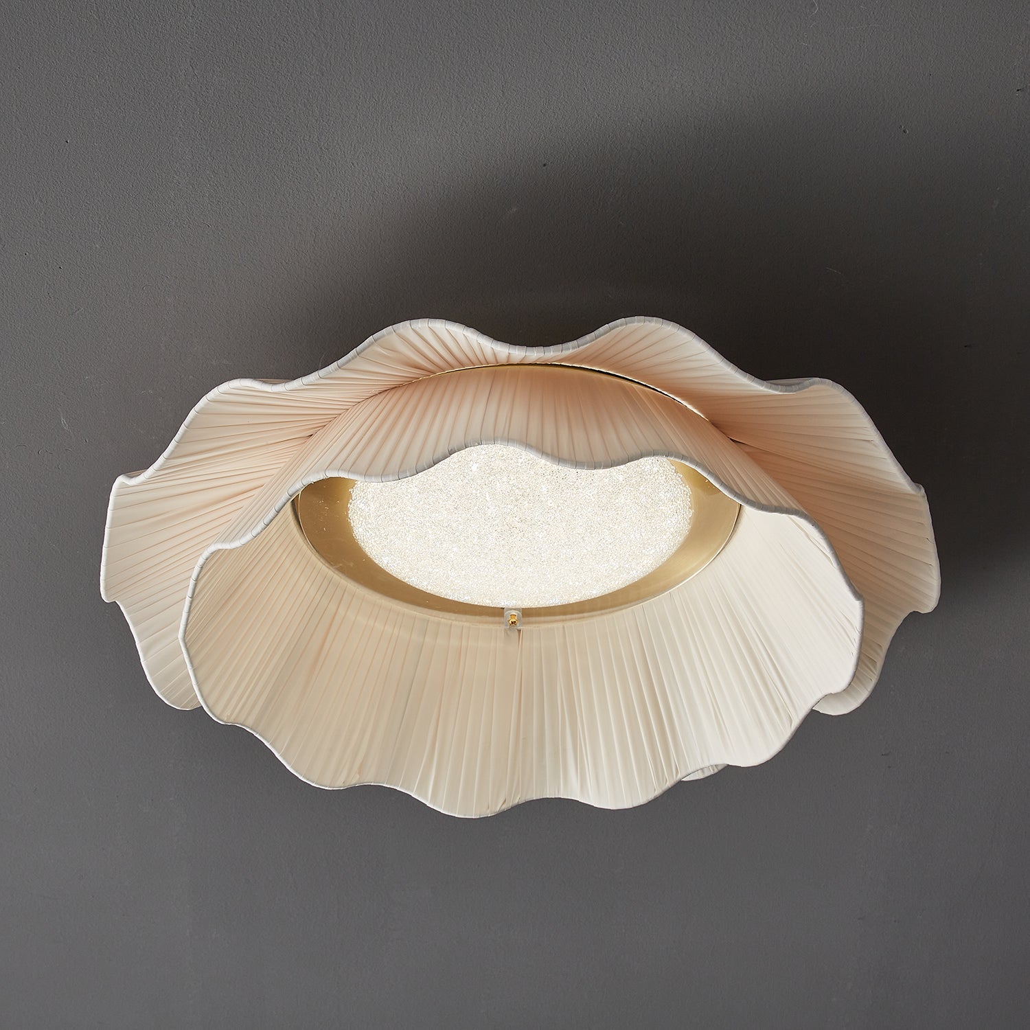 Ritta Fabric Wave Ceiling Light Brass - Letslighting