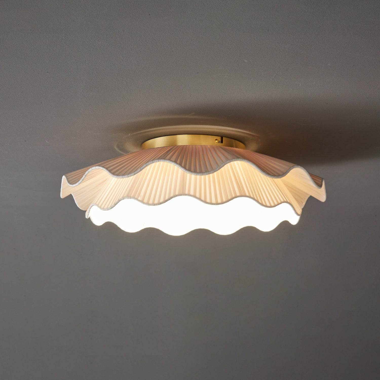 Ritta Fabric Wave Ceiling Light Brass - Letslighting