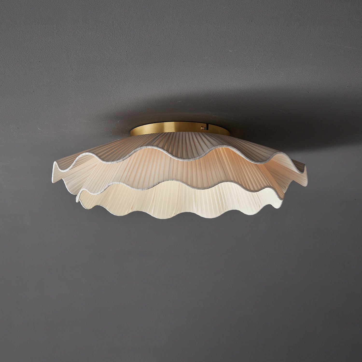 Ritta Fabric Wave Ceiling Light Brass - Letslighting