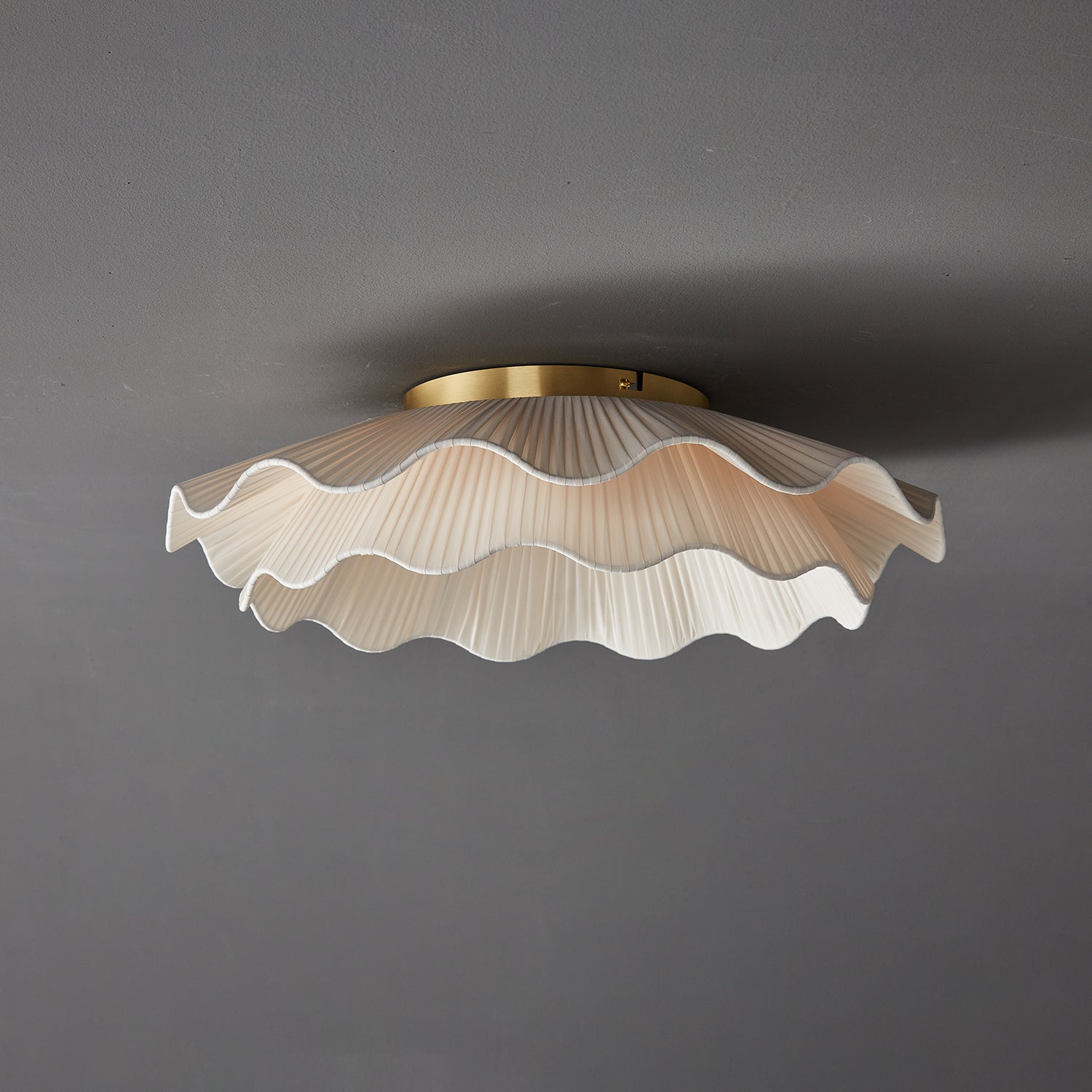 Ritta Fabric Wave Ceiling Light Brass - Letslighting