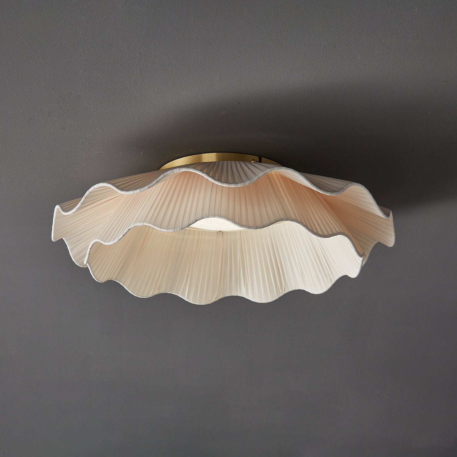 Ritta Fabric Wave Ceiling Light Brass - Letslighting
