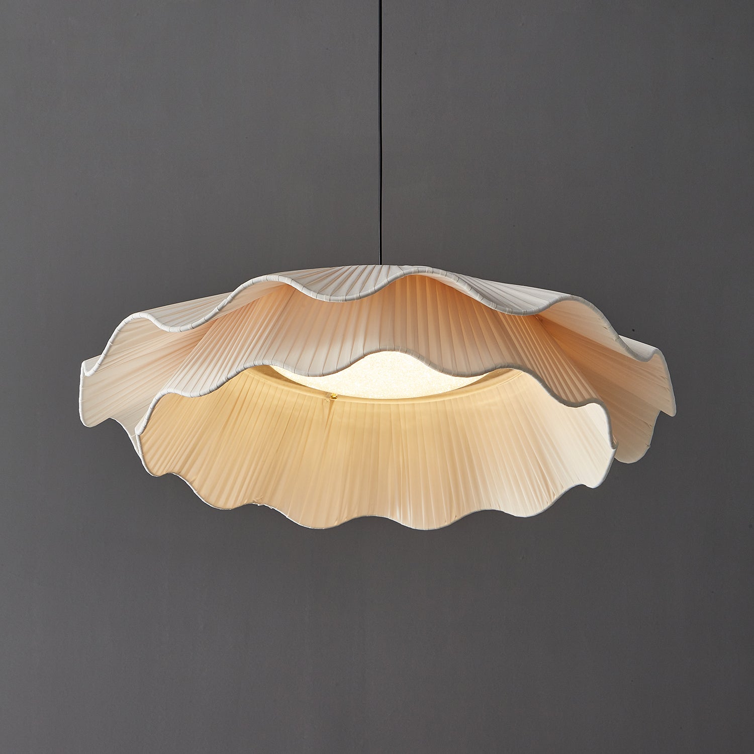 Ellorel Elegance Wave Brass Fabric Pendant Lamp - Letslighting