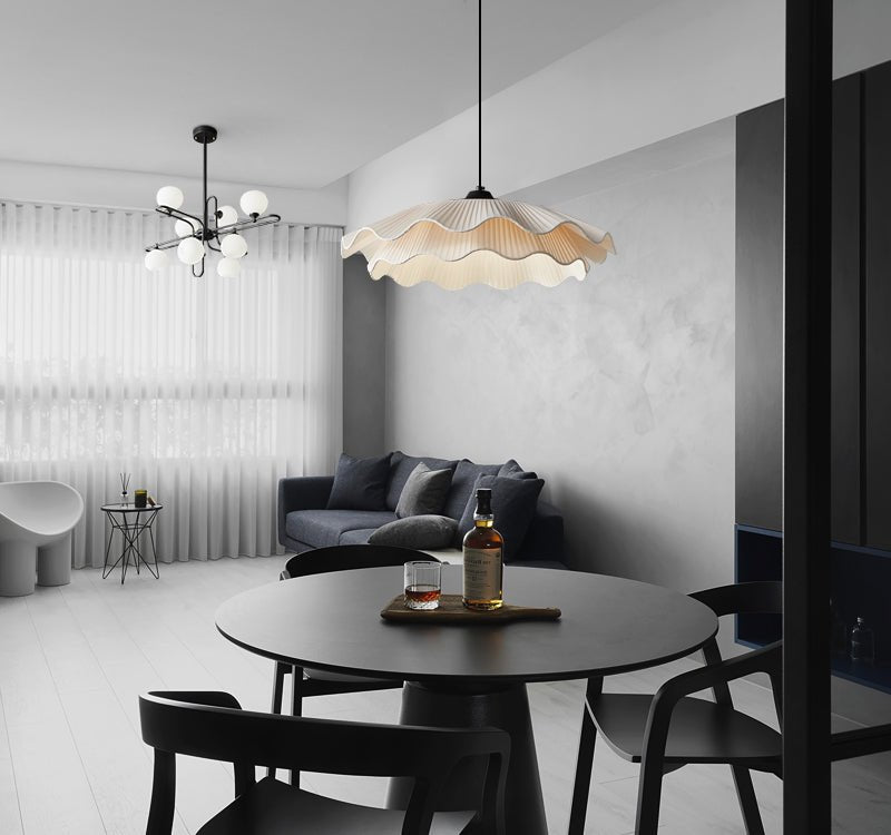 Ellorel Elegance Wave Brass Fabric Pendant Lamp - Letslighting