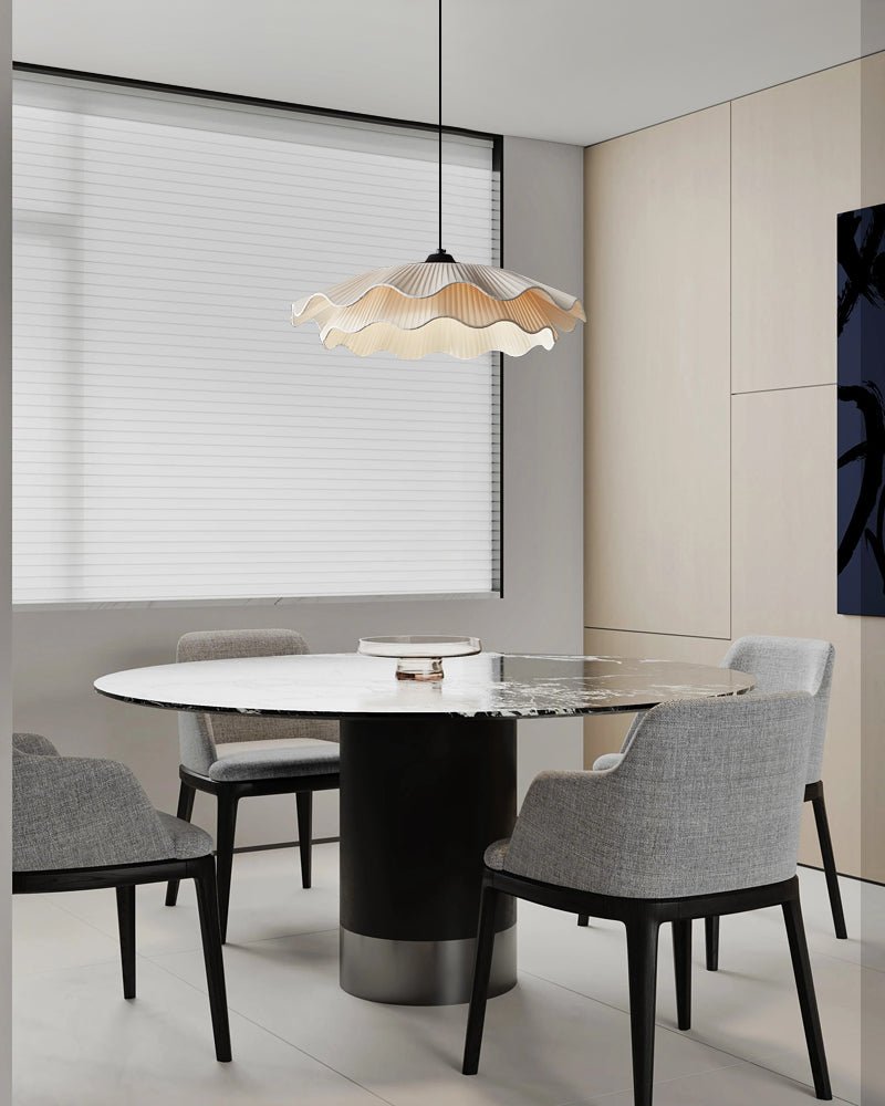 Ellorel Elegance Wave Brass Fabric Pendant Lamp - Letslighting