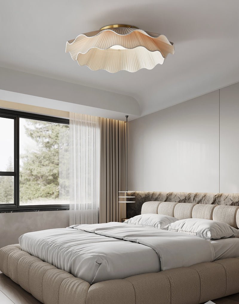 Mylirira Premium Elegance Wave Brass Fabric Ceiling Lamp - Letslighting