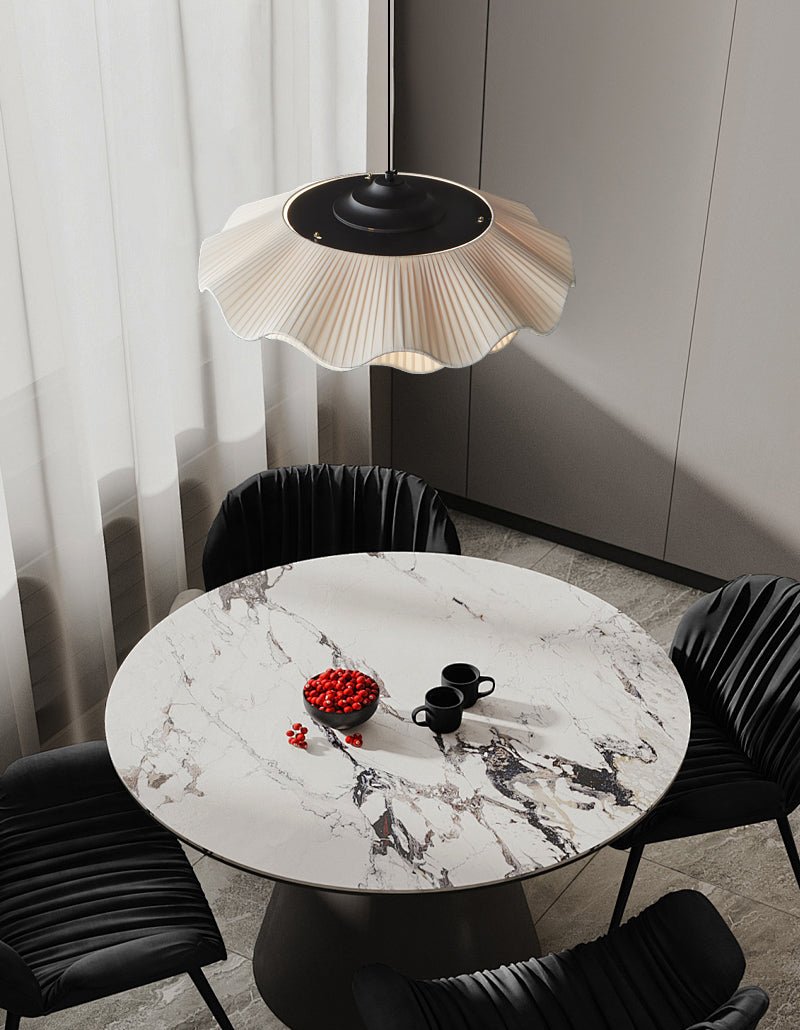 Ellorel Elegance Wave Brass Fabric Pendant Lamp - Letslighting