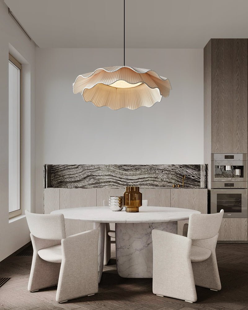 Ellorel Elegance Wave Brass Fabric Pendant Lamp - Letslighting