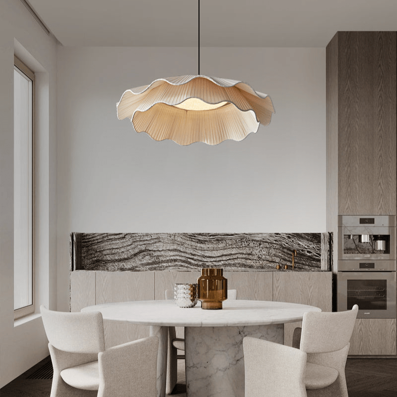 Ellorel Elegance Wave Brass Fabric Pendant Lamp - Letslighting