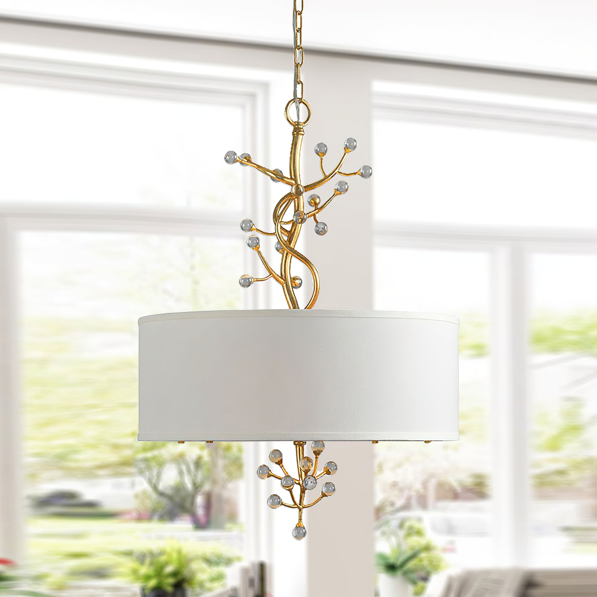 Drum Golden Branches Crystal Decoration Pendant Light - Letslighting