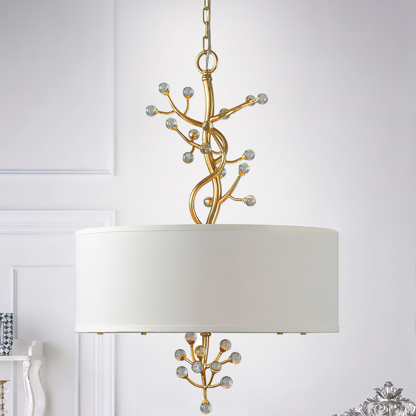 Drum Golden Branches Crystal Decoration Pendant Light - Letslighting